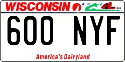 WI license plate 600NYF