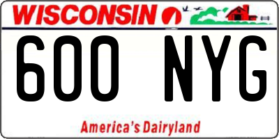 WI license plate 600NYG