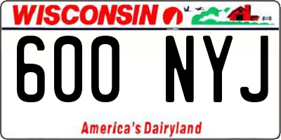 WI license plate 600NYJ