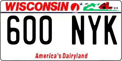 WI license plate 600NYK