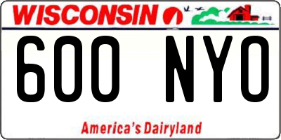 WI license plate 600NYO
