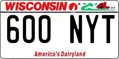 WI license plate 600NYT