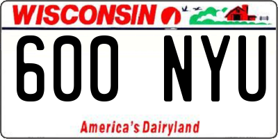 WI license plate 600NYU