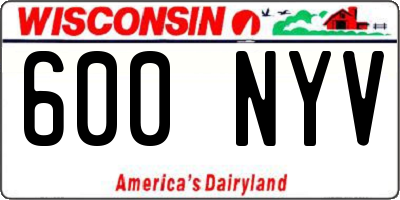 WI license plate 600NYV