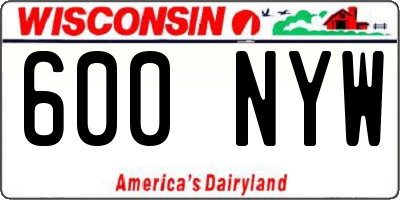 WI license plate 600NYW