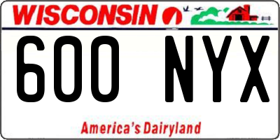WI license plate 600NYX