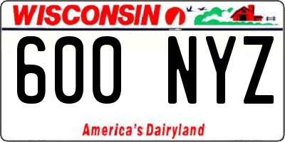 WI license plate 600NYZ