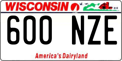 WI license plate 600NZE