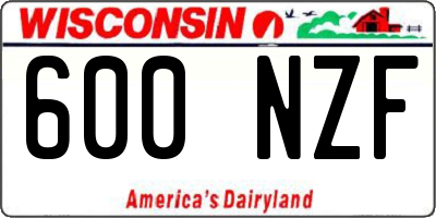 WI license plate 600NZF