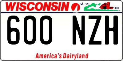 WI license plate 600NZH