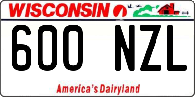 WI license plate 600NZL