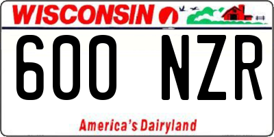 WI license plate 600NZR