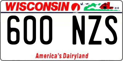 WI license plate 600NZS