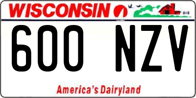 WI license plate 600NZV