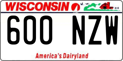 WI license plate 600NZW