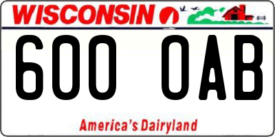 WI license plate 600OAB