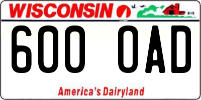 WI license plate 600OAD