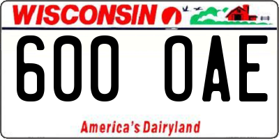 WI license plate 600OAE