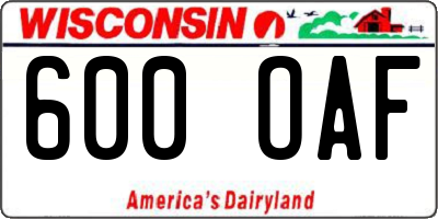 WI license plate 600OAF