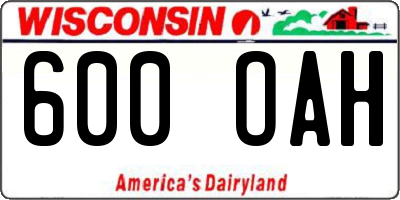 WI license plate 600OAH