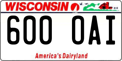 WI license plate 600OAI