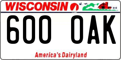 WI license plate 600OAK