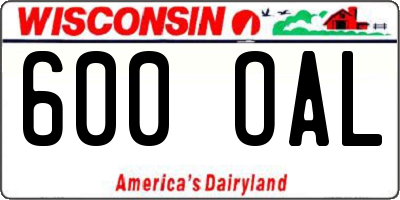 WI license plate 600OAL