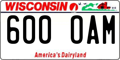 WI license plate 600OAM
