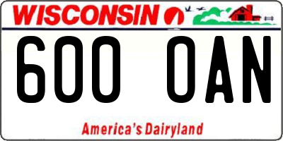 WI license plate 600OAN