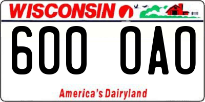 WI license plate 600OAO