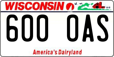 WI license plate 600OAS