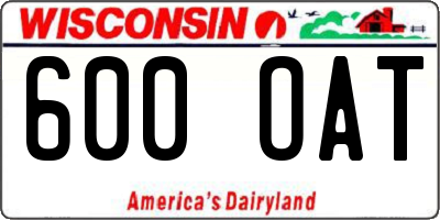 WI license plate 600OAT