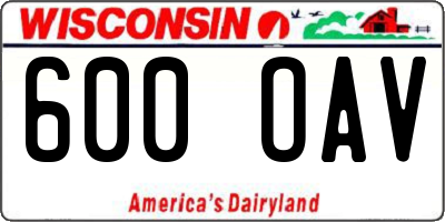 WI license plate 600OAV