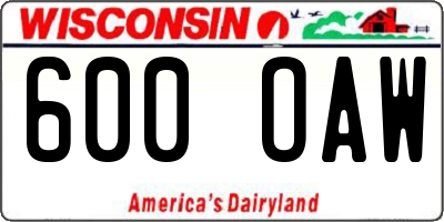 WI license plate 600OAW