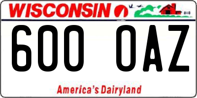 WI license plate 600OAZ
