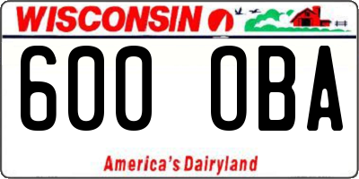 WI license plate 600OBA