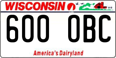 WI license plate 600OBC