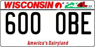 WI license plate 600OBE