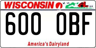 WI license plate 600OBF