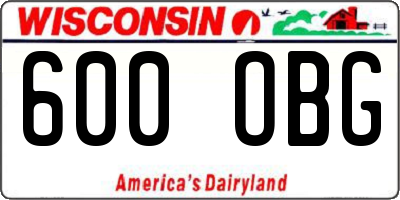 WI license plate 600OBG