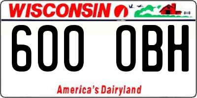 WI license plate 600OBH
