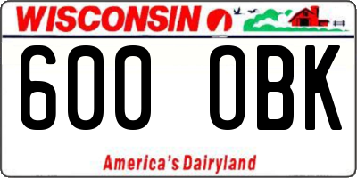 WI license plate 600OBK