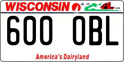 WI license plate 600OBL