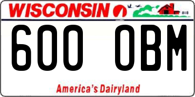 WI license plate 600OBM
