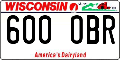 WI license plate 600OBR