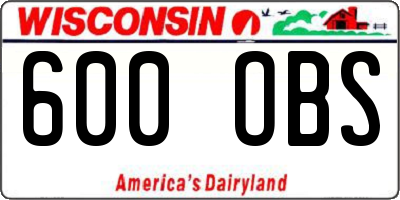WI license plate 600OBS