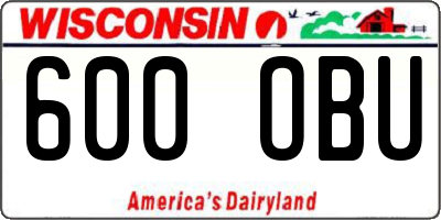 WI license plate 600OBU