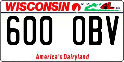 WI license plate 600OBV