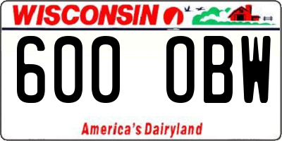 WI license plate 600OBW