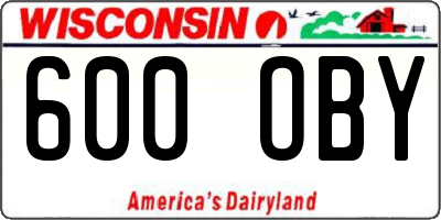 WI license plate 600OBY